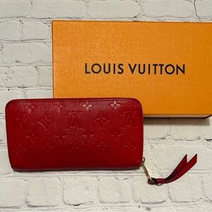 Louis Vuitton Red Empreinte Long Zip Wallet - Full Set (Box & Dust Bag)
